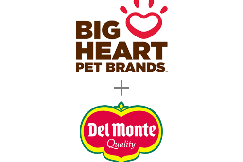 Logos for Delmonte and Big Heart pet brands.