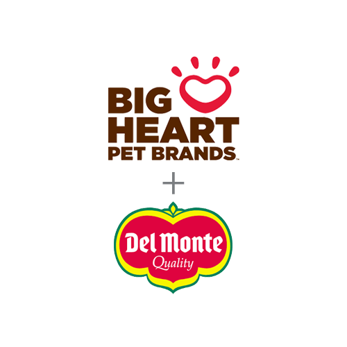 Logos for Delmonte and Big Heart pet brands.