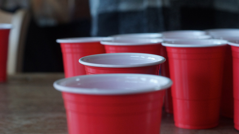 Several Solo cups on a table.