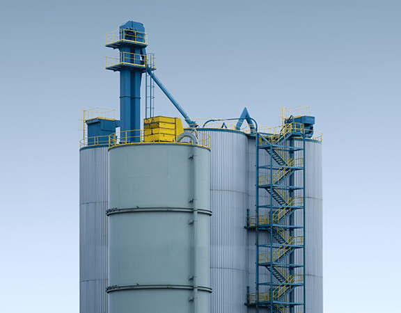 An industrial silo.