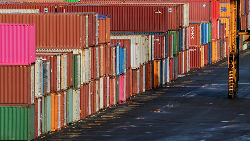 Stacks and stacks of multicolored shipping containers.