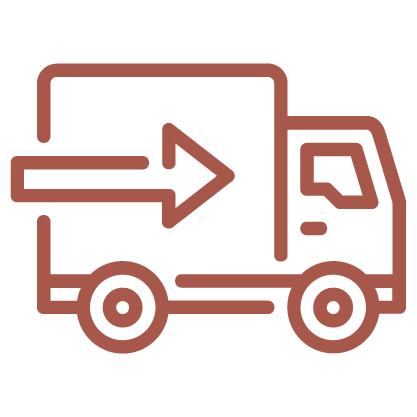 A copper line graphic depicting a delivery truck.