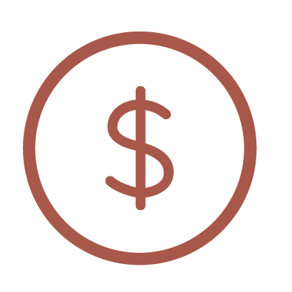 A copper line graphic depicting a dollar sign in a circle.