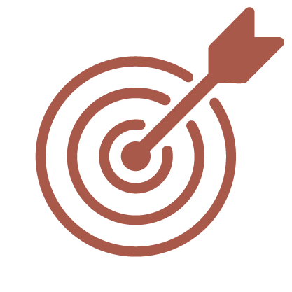 A copper line graphic depicting an arrow in a target.