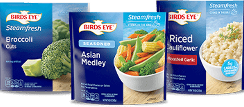 Images of frozen vegetable products from Birds Eye.