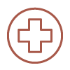 A copper line graphic depicting a medical cross inside a circle.